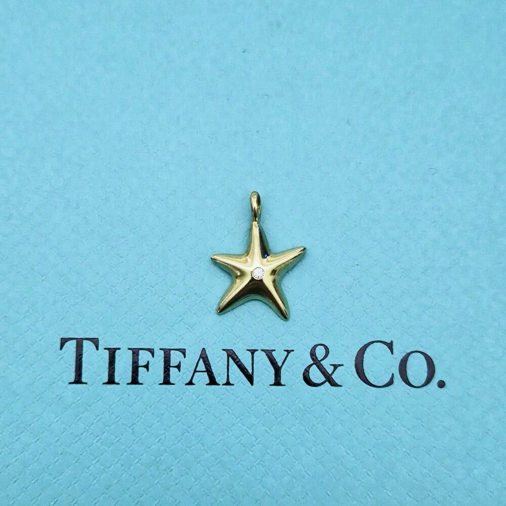 RARE Tiffany & Co. Starfish Diamond 18K Yellow Gold Charm Pendant